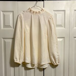 J. Crew Cream Blouse with Ruffle Collar